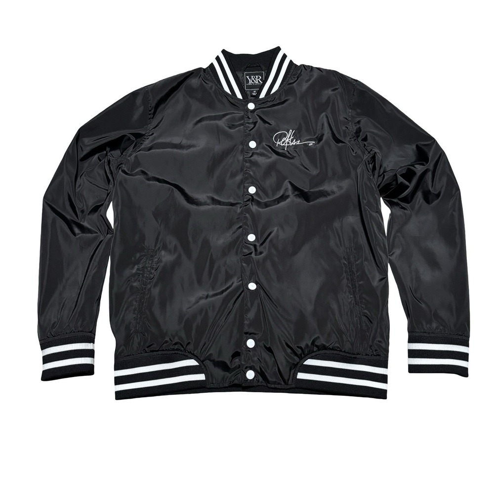 Young & Reckless LA Men's Snap Up Bomber Jacket Black Size Medium 22 x 28